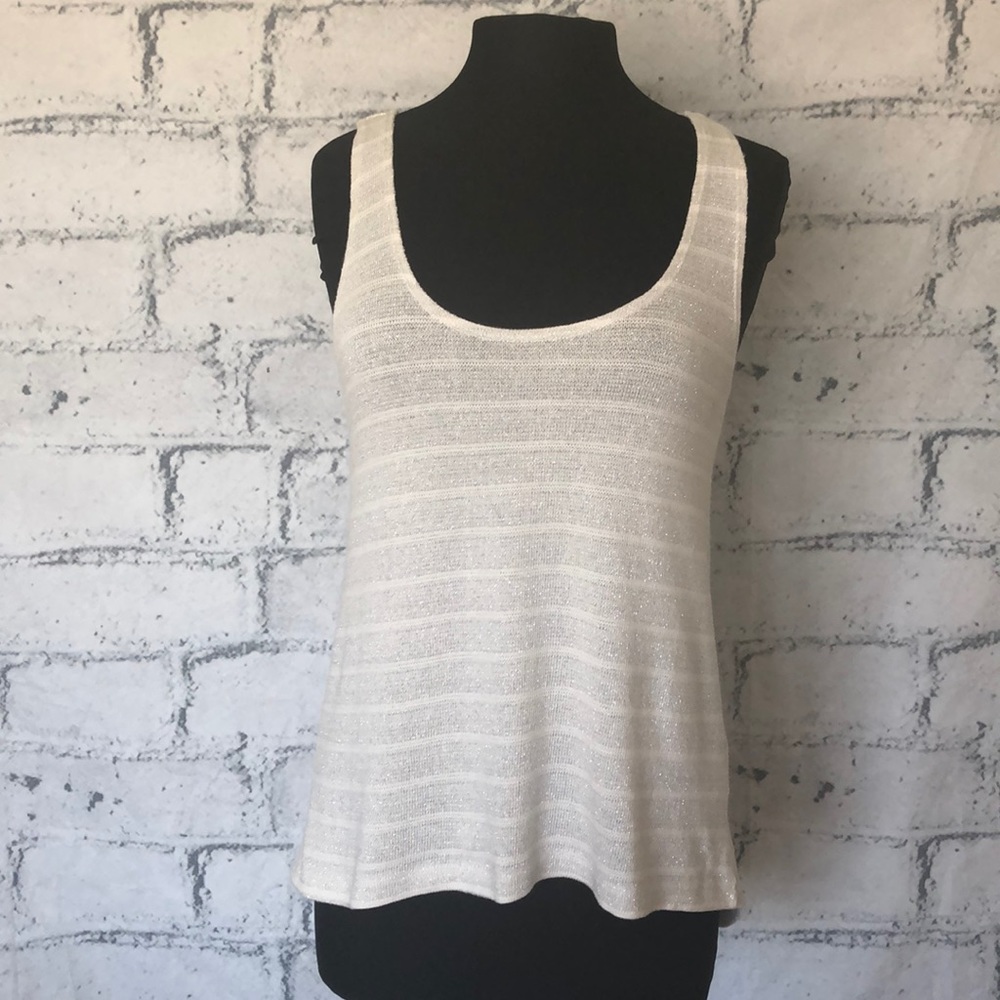 Kiva white & silver metallic knit tank